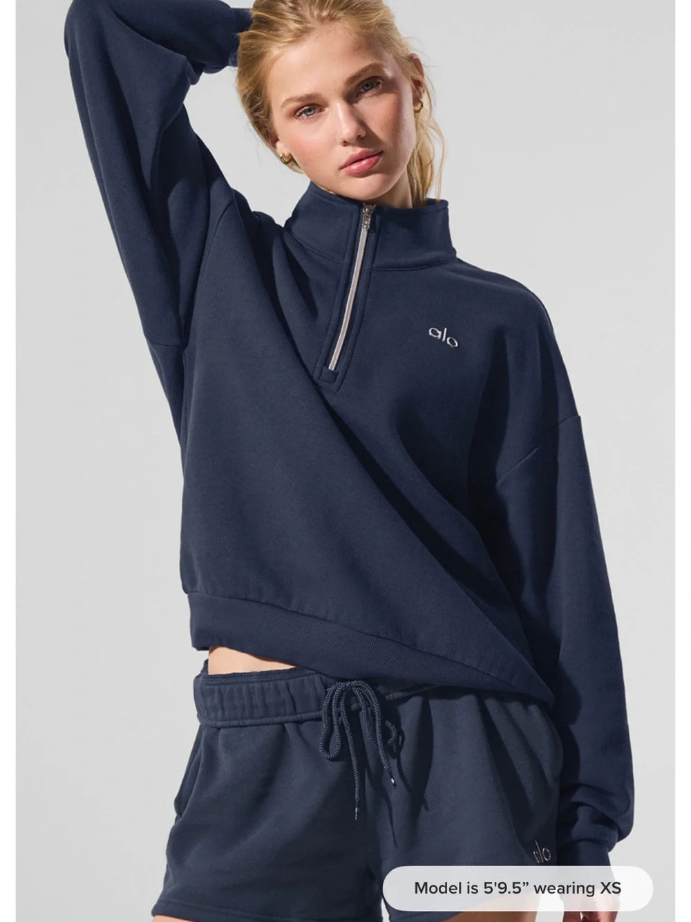 ALO Yoga Navy Half-Zip Pullover Sweatshirt